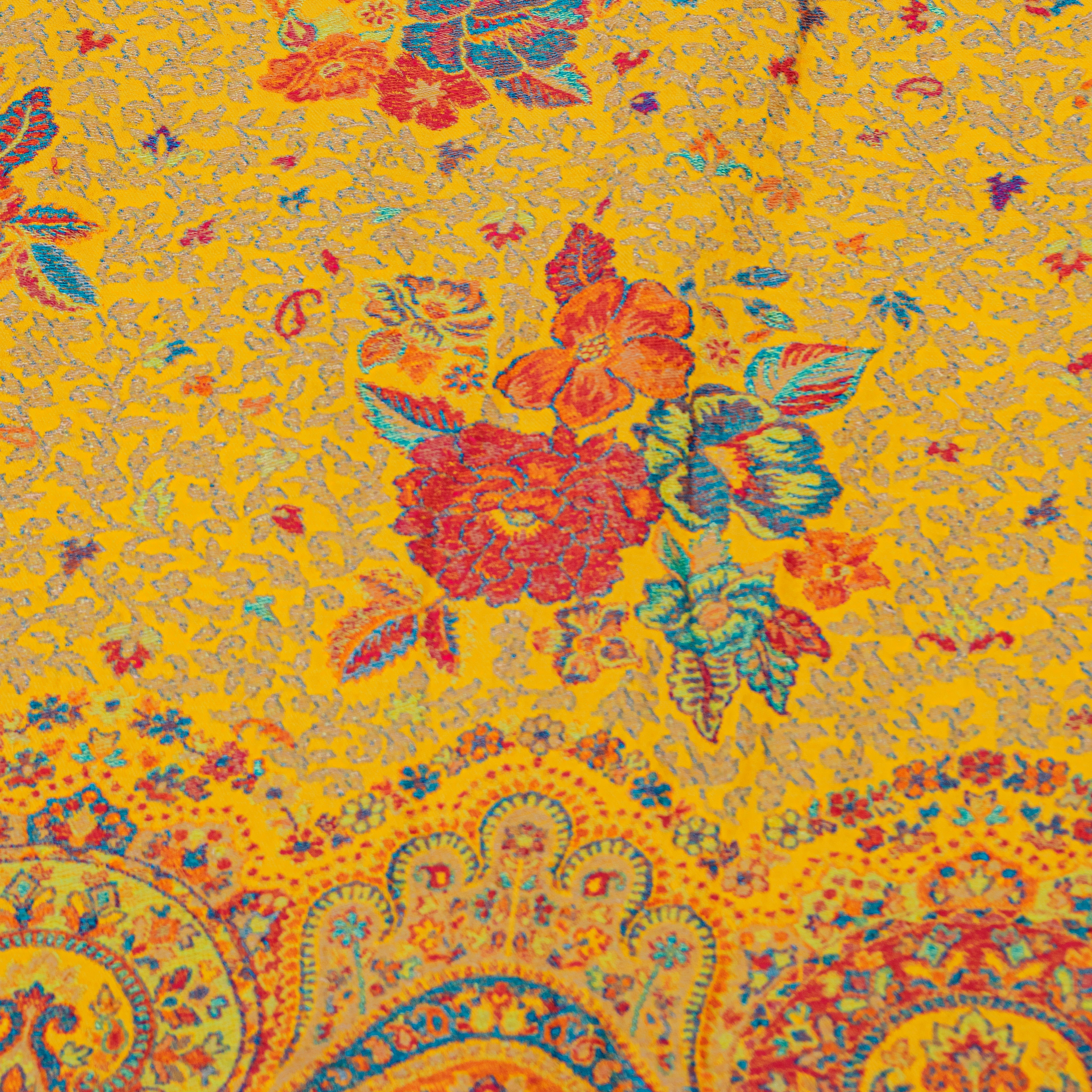 Sanskriti Vintage Saffron Long Shawl Viscose Woven Scarf Throw Soft Wrap Stole