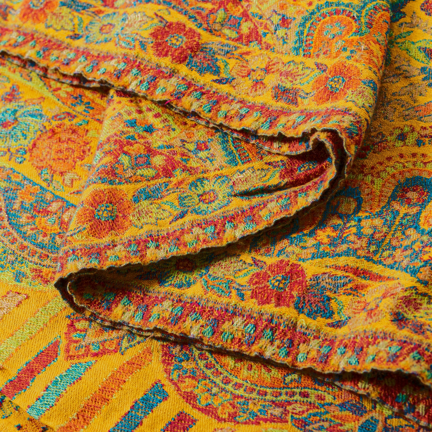 Sanskriti Vintage Saffron Long Shawl Viscose Woven Scarf Throw Soft Wrap Stole