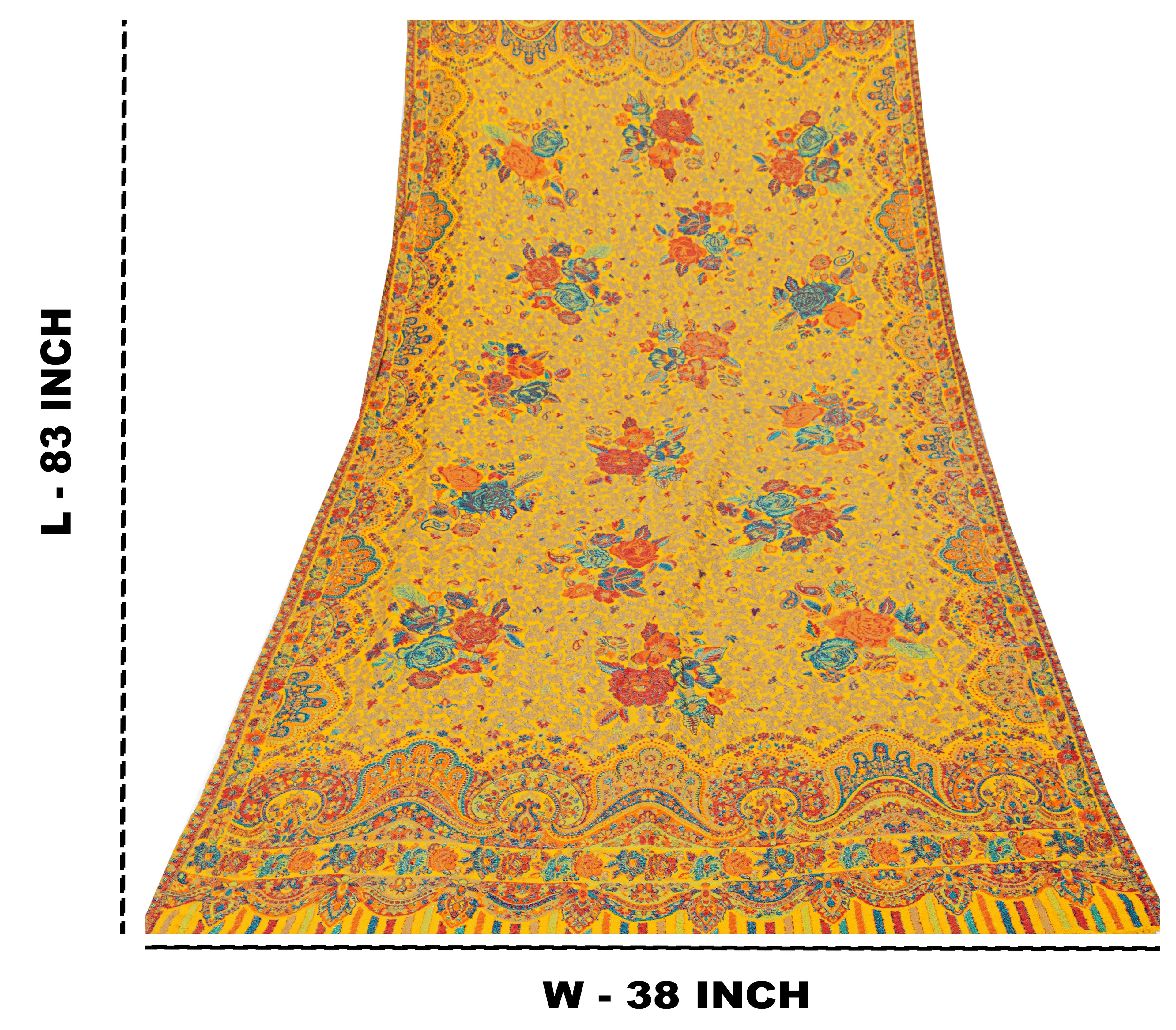 Sanskriti Vintage Saffron Long Shawl Viscose Woven Scarf Throw Soft Wrap Stole