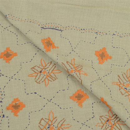 Sanskriti Vintage Long Shawl Pure Woollen Hand Embroidered Scarf Throw Stole