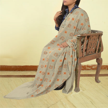 Sanskriti Vintage Long Shawl Pure Woollen Hand Embroidered Scarf Throw Stole