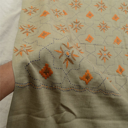 Sanskriti Vintage Long Shawl Pure Woollen Hand Embroidered Scarf Throw Stole