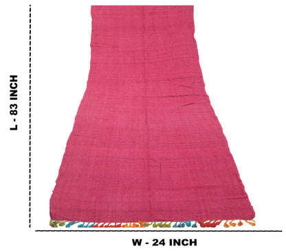 Sanskriti Vintage Pink Long Shawl Handloom Woven Scarf Wrap Sustainable Stole