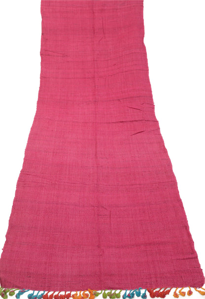 Sanskriti Vintage Pink Long Shawl Handloom Woven Scarf Wrap Sustainable Stole