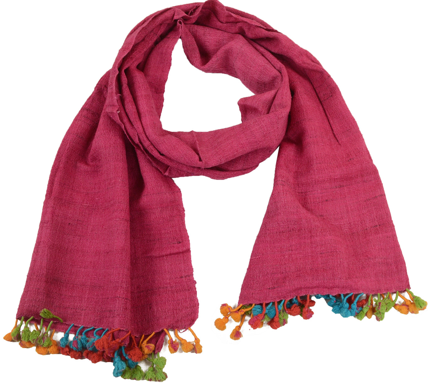 Sanskriti Vintage Pink Long Shawl Handloom Woven Scarf Wrap Sustainable Stole