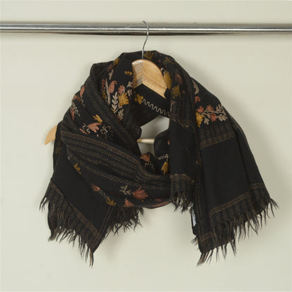 Sanskriti Vintage Long Shawl Pure Woolen Shawl Handmade Kashmiri Ari Work Stole