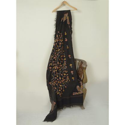 Sanskriti Vintage Long Shawl Pure Woolen Shawl Handmade Kashmiri Ari Work Stole