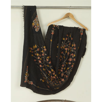 Sanskriti Vintage Long Shawl Pure Woolen Shawl Handmade Kashmiri Ari Work Stole