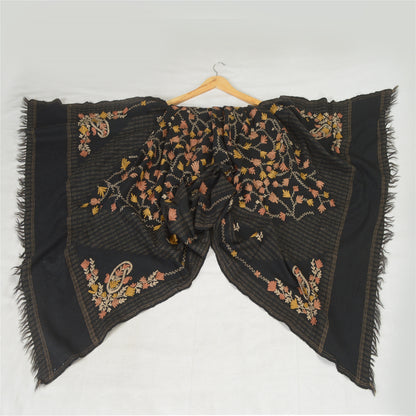 Sanskriti Vintage Long Shawl Pure Woolen Shawl Handmade Kashmiri Ari Work Stole