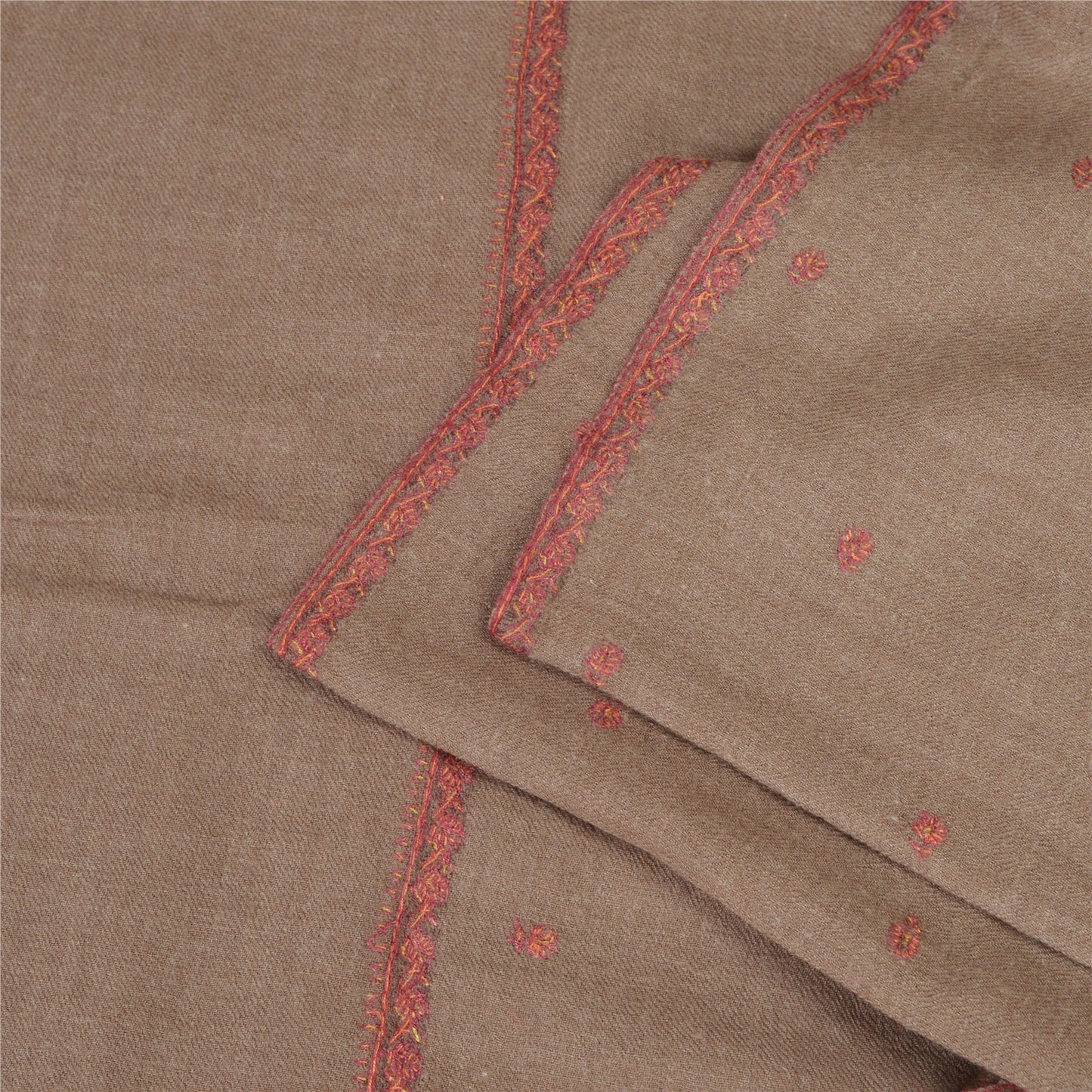 Sanskriti Vintage Long Shawl Pure Woolen Brown Handmade Suzani Scarf Stole
