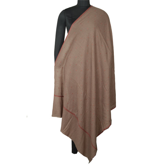 Sanskriti Vintage Long Shawl Pure Woolen Brown Handmade Suzani Scarf Stole