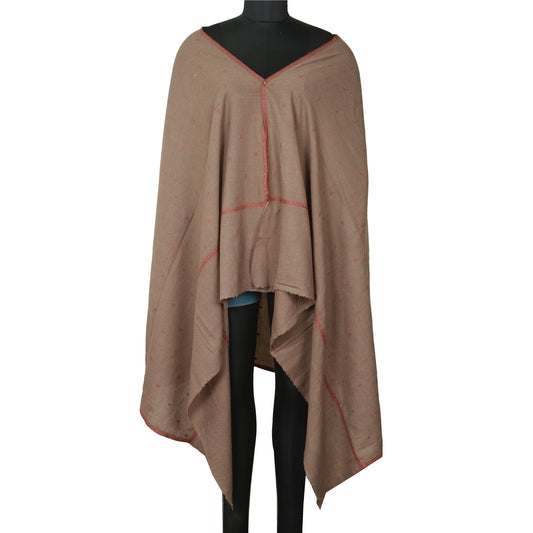 Sanskriti Vintage Long Shawl Pure Woolen Brown Handmade Suzani Scarf Stole