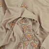 Sanskriti Vintage Ivory Pure Woollen Shawl Handmade Kantha Long Throw Stole