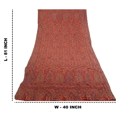 Sanskriti Vintage Red Jamawar Pure Woolen Woven Shawl Long Throw Soft Stole