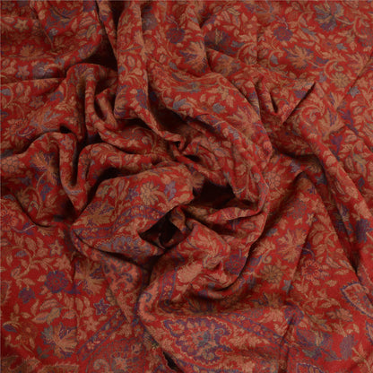 Sanskriti Vintage Red Jamawar Pure Woolen Woven Shawl Long Throw Soft Stole