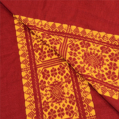 Sanskriti Vintage Long Woollen Red Shawl Hand Embroidered Scarf Throw Stole