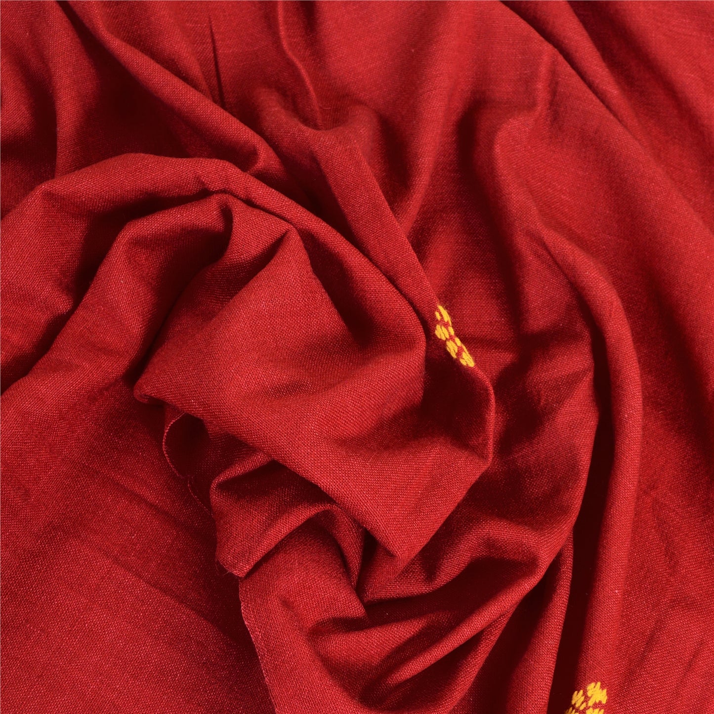Sanskriti Vintage Long Woollen Red Shawl Hand Embroidered Scarf Throw Stole