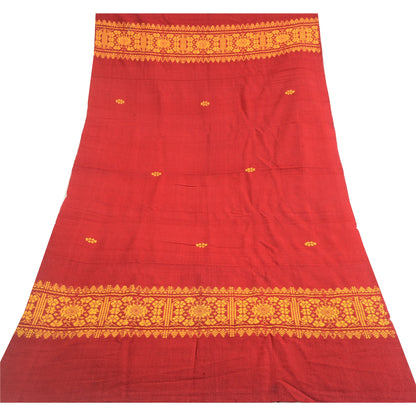 Sanskriti Vintage Long Woollen Red Shawl Hand Embroidered Scarf Throw Stole