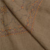 Sanskriti Vintage Long Brown Pure Woolen Shawl Handmade Suzani Scarf Stole