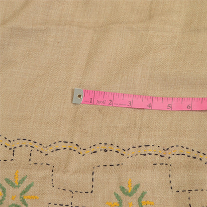 Sanskriti Vintage Beige 100% Pure Woollen Handmade Shawl Long Throw Soft Stole