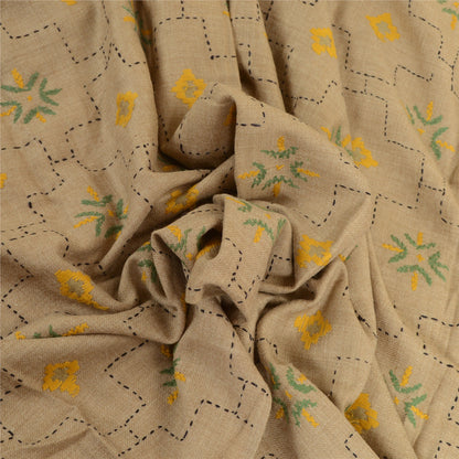 Sanskriti Vintage Beige 100% Pure Woollen Handmade Shawl Long Throw Soft Stole