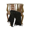 Sanskriti Vintage Long Black Pure Woolen Shawl Handmade Ari Work Scarf Stole