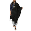 Sanskriti Vintage Long Black Pure Woolen Shawl Handmade Ari Work Scarf Stole