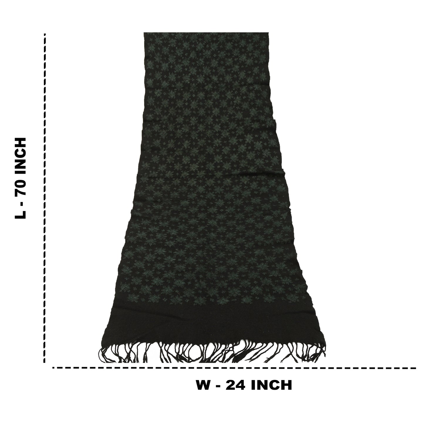 Sanskriti Vintage Long Black Pure Woolen Shawl Handmade Ari Work Scarf Stole