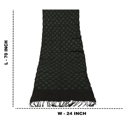 Sanskriti Vintage Long Black Pure Woolen Shawl Handmade Ari Work Scarf Stole