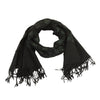 Sanskriti Vintage Long Black Pure Woolen Shawl Handmade Ari Work Scarf Stole