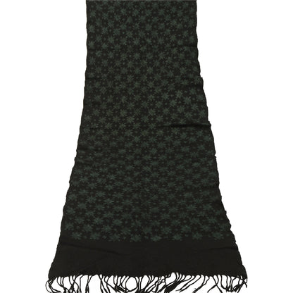 Sanskriti Vintage Long Black Pure Woolen Shawl Handmade Ari Work Scarf Stole