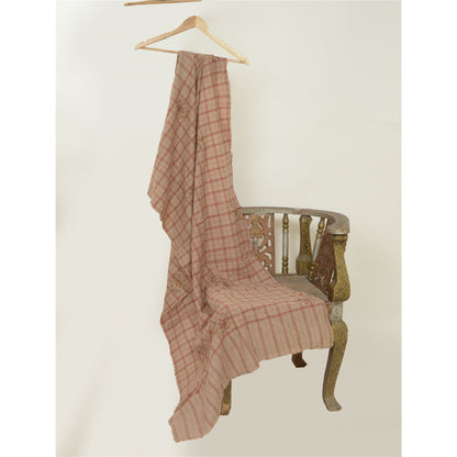 Sanskriti Vintage Long Beige Pure Woolen Shawl Handmade Suzani Scarf Stole