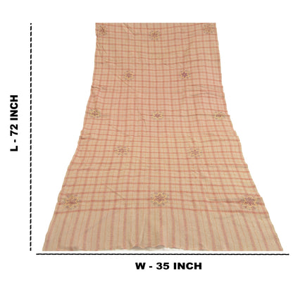 Sanskriti Vintage Long Beige Pure Woolen Shawl Handmade Suzani Scarf Stole