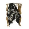Sanskriti Vintage Long Black Pure Woollen Shawl Handmade Ari Work Scarf Stole