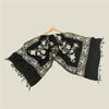 Sanskriti Vintage Long Black Pure Woollen Shawl Handmade Ari Work Scarf Stole
