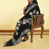 Sanskriti Vintage Long Black Pure Woollen Shawl Handmade Ari Work Scarf Stole
