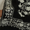 Sanskriti Vintage Long Black Pure Woollen Shawl Handmade Ari Work Scarf Stole
