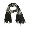 Sanskriti Vintage Long Black Pure Woollen Shawl Handmade Ari Work Scarf Stole
