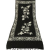 Sanskriti Vintage Long Black Pure Woollen Shawl Handmade Ari Work Scarf Stole