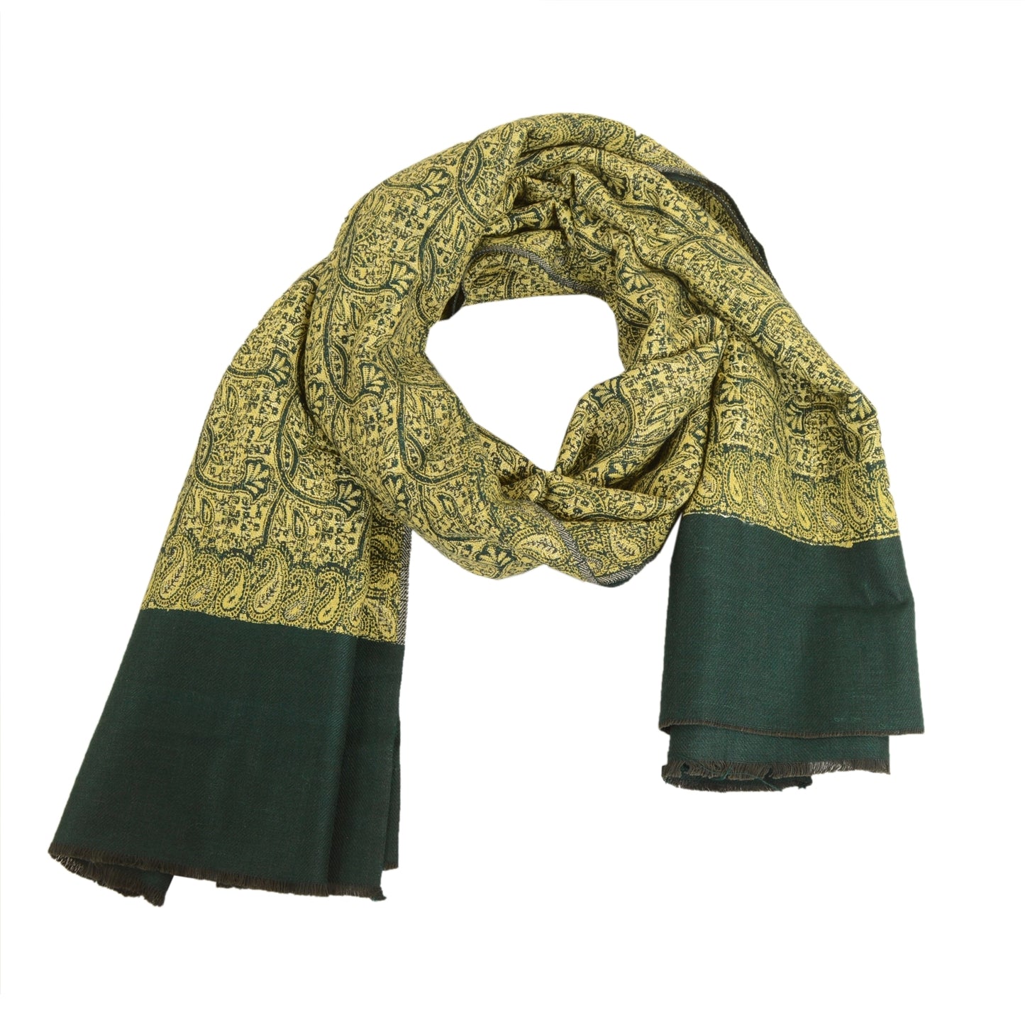 Sanskriti Vintage Sanskriti Vintage Vintage Green Long Woolen Shawl Woven Reversible Throw Stole mikasa upholstery fabric