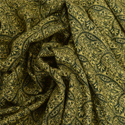 Sanskriti Vintage Green Long Pure Woolen Shawl Woven Reversible Scarf Stole