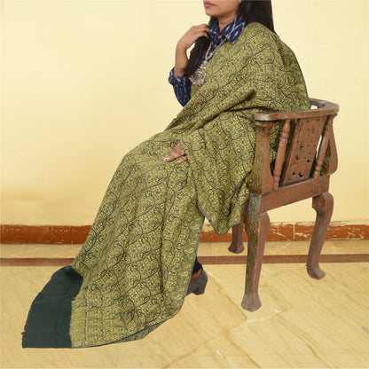 Sanskriti Vintage Sanskriti Vintage Vintage Green Long Woolen Shawl Woven Reversible Throw Stole mikasa upholstery fabric
