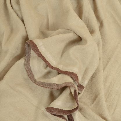 Sanskriti Vintage Ivory Long Pure Woolen Shawl Woven Scarf Throw Winter Stole
