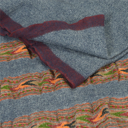 Sanskriti Vintage Grey 100% Pure Woolen Handmade Kullu Shawl Long Throw Stole