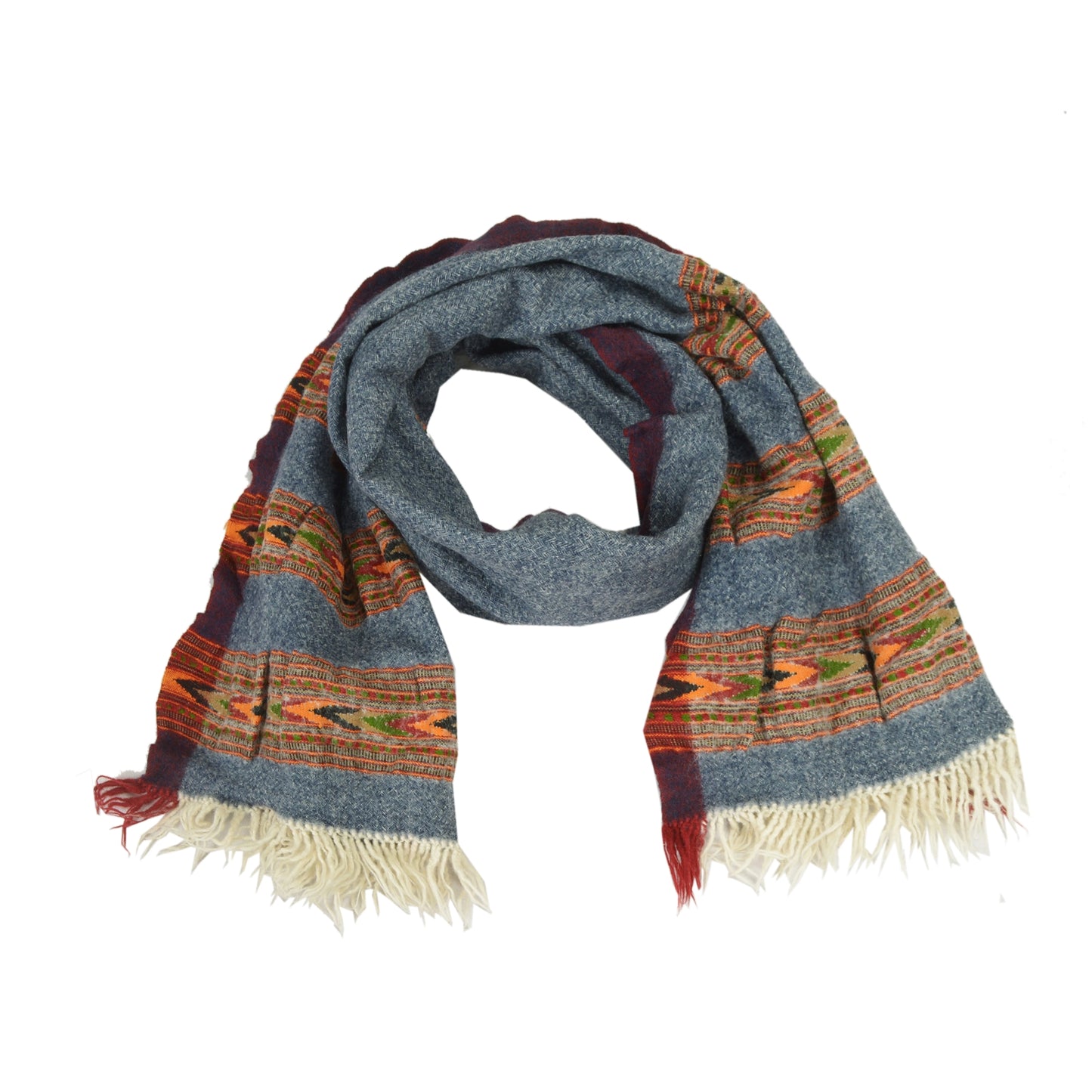 Sanskriti Vintage Grey 100% Pure Woolen Handmade Kullu Shawl Long Throw Stole