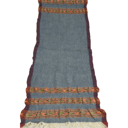Sanskriti Vintage Grey 100% Pure Woolen Handmade Kullu Shawl Long Throw Stole