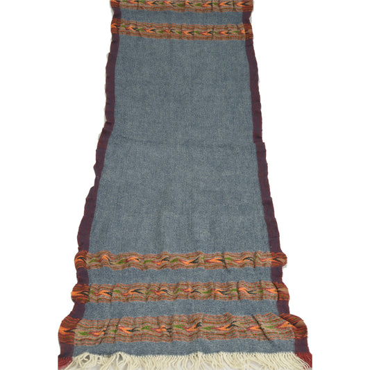 Sanskriti Vintage Grey 100% Pure Woolen Handmade Kullu Shawl Long Throw Stole