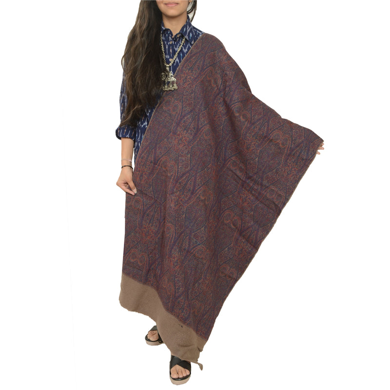 Sanskriti Vintage Long Shawl 100% Pure Woven Scarf Throw Soft Floral Stole