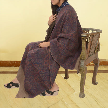 Sanskriti Vintage Long Shawl 100% Pure Woven Scarf Throw Soft Floral Stole