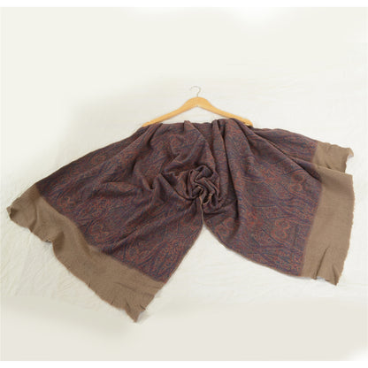 Sanskriti Vintage Long Shawl 100% Pure Woven Scarf Throw Soft Floral Stole